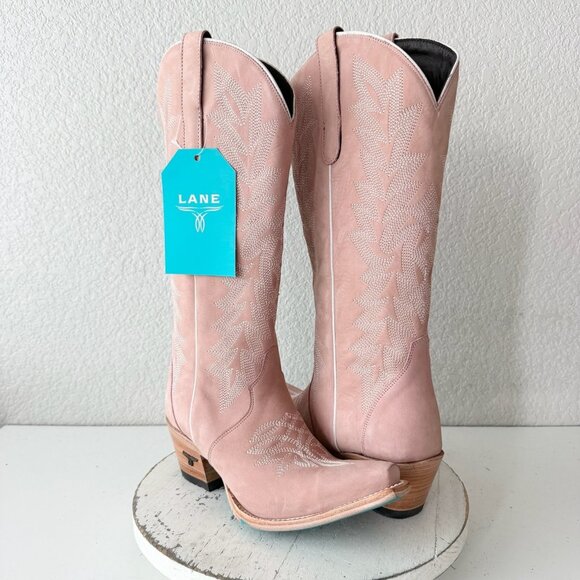 Lane Gallatin Womens Cowboy Boots 8 Pink Cowgirl Western Mid Calf Pointed Toe - Picture 1 of 11